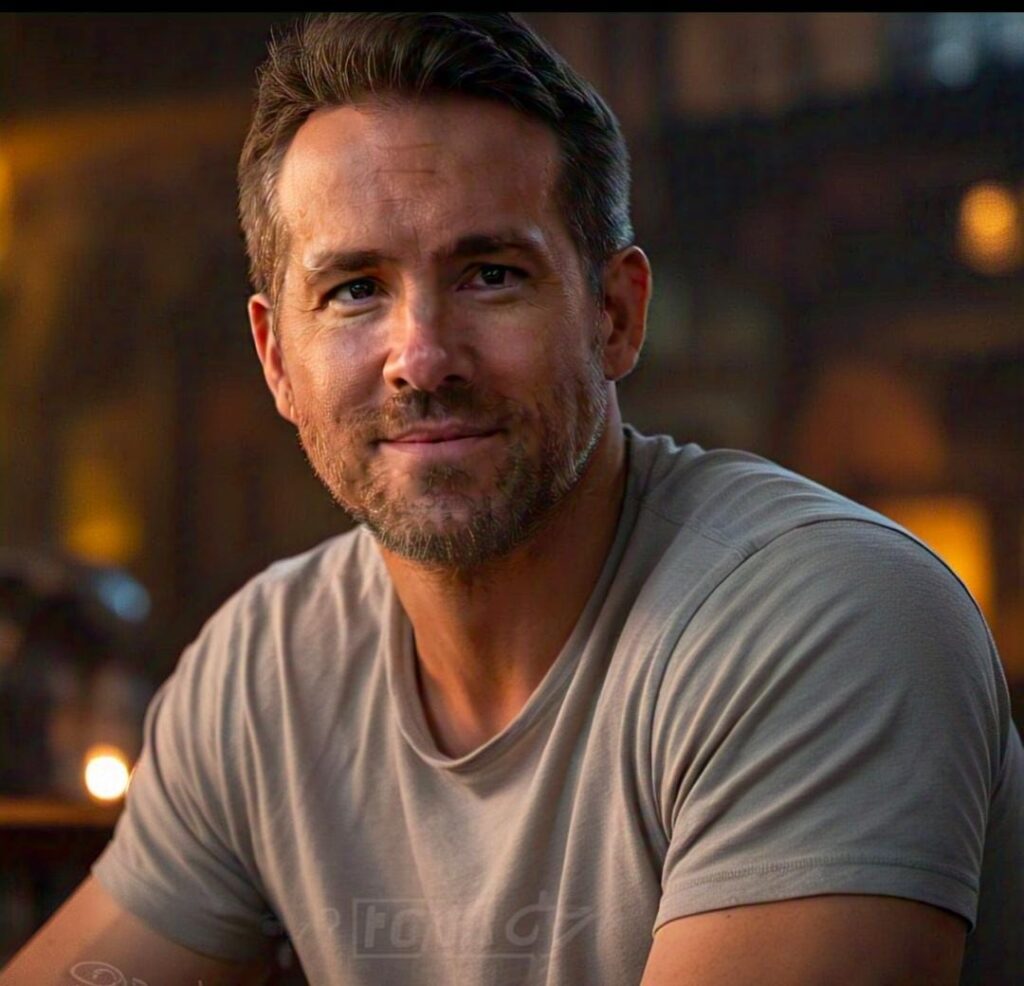The image shows a close-up of Ryan Reynolds.